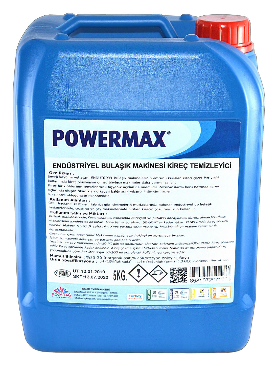 Powermax Endüstriyel Bulaşık Makinesi Kireç Temizleyici 5 Lt